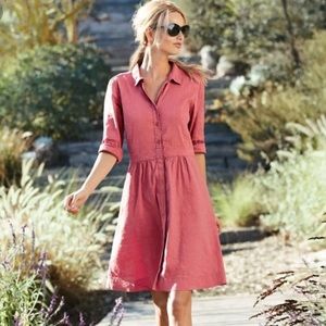 Eileen Fisher coral organic linen collared dress